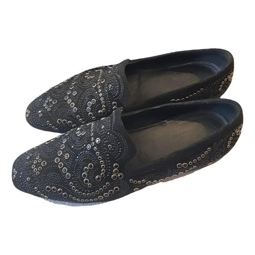 Pre-owned Alberto Guardiani Leather Flats In Black