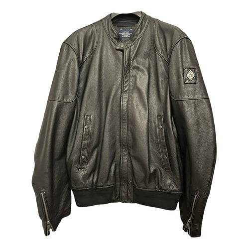 Pre-owned Replay Leather Jacket In Black