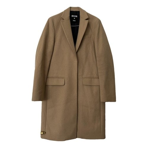 Pre-owned Msgm Wool Coat In Camel