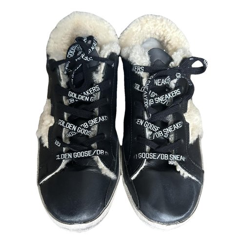 Pre-owned Golden Goose Superstar Leather Trainers In Black