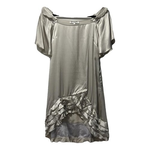 Pre-owned Dior Silk Mini Dress In Silver