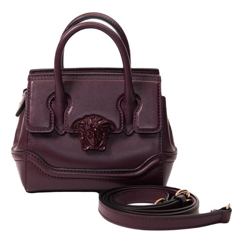 Pre-owned Versace Palazzo Empire Leather Tote In Burgundy
