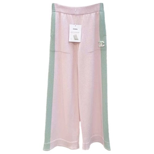 Pre-owned Chanel Cashmere Straight Pants In Pink