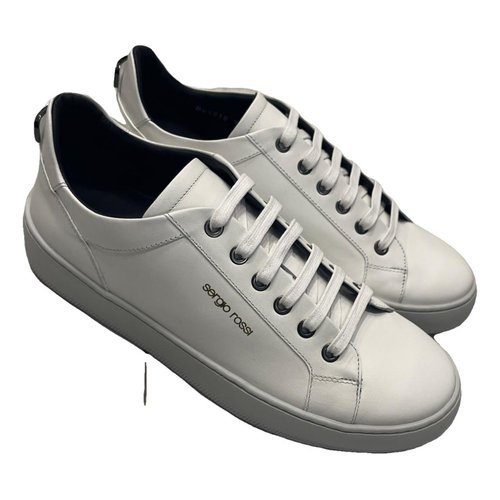 Pre-owned Sergio Rossi Leather Low Trainers In White