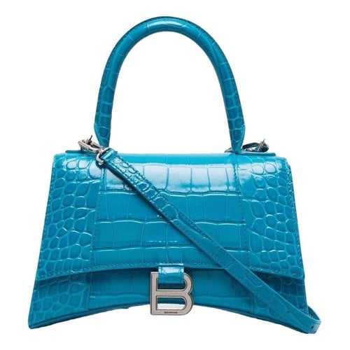 Pre-owned Balenciaga Hourglass Leather Crossbody Bag In Blue