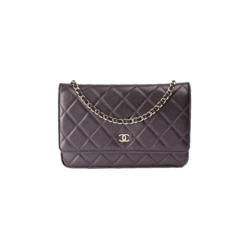 Pre-owned Chanel Wallet On Chain Timeless/classique Leather Crossbody Bag In Purple