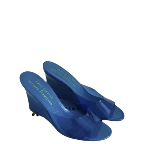 Pre-owned Bettina Vermillon Leather Sandal In Blue