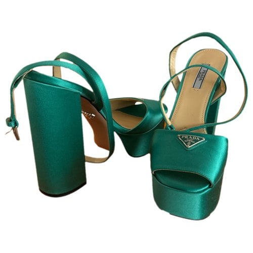 Pre-owned Prada Cloth Sandals In Green