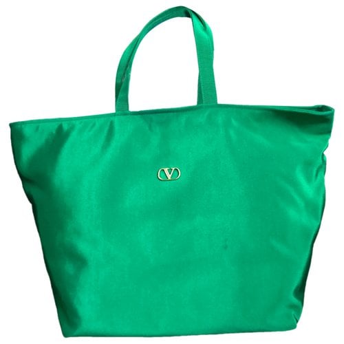 Pre-owned Valentino Garavani Tote Vltn Cloth Tote In Green
