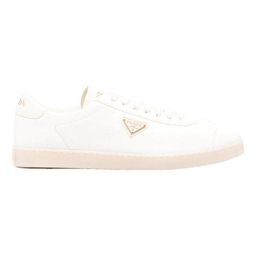Pre-owned Prada Leather Trainers In Beige