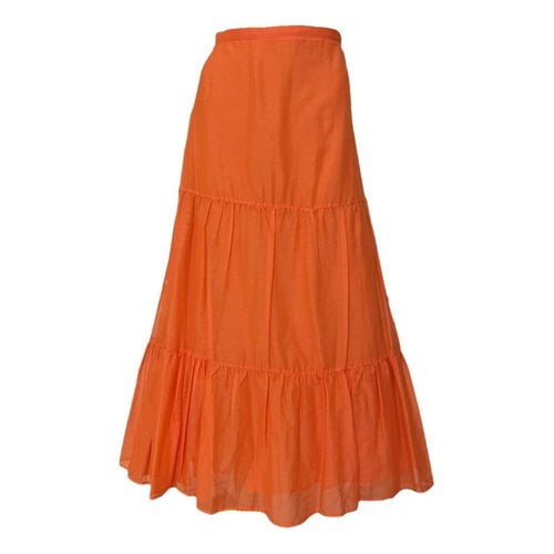 Pre-owned Max Mara Silk Maxi Skirt In Orange