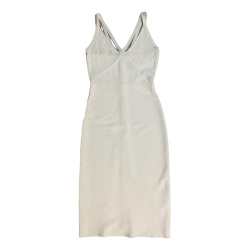 Pre-owned Herve Leger Mid-length Dress In White