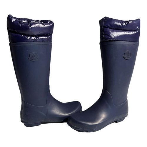 Pre-owned Moncler Wellington Boots In Blue