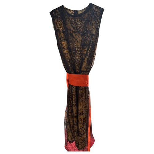 Pre-owned Bottega Veneta Silk Mid-length Dress In Brown