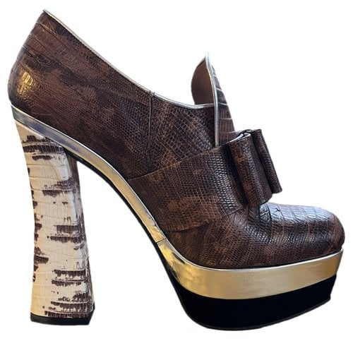 Pre-owned Miu Miu Leather Heels In Brown