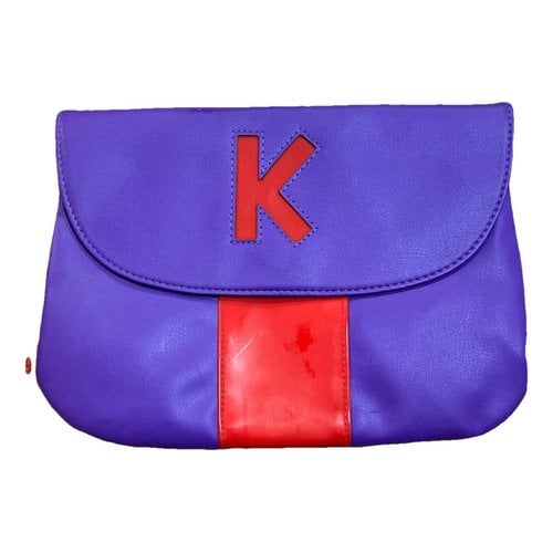 Pre-owned Kenzo Leather Clutch Bag In Purple