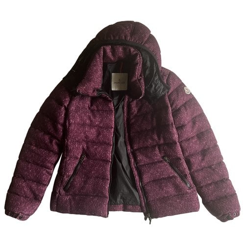Pre-owned Moncler Wool Puffer In Burgundy