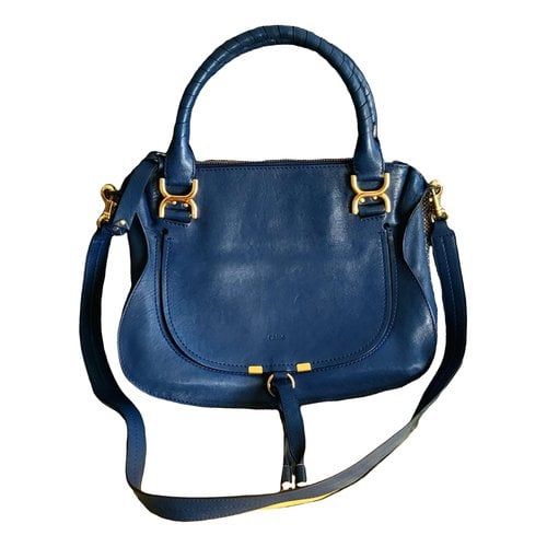 Pre-owned Chloé Marcie Leather Crossbody Bag In Blue