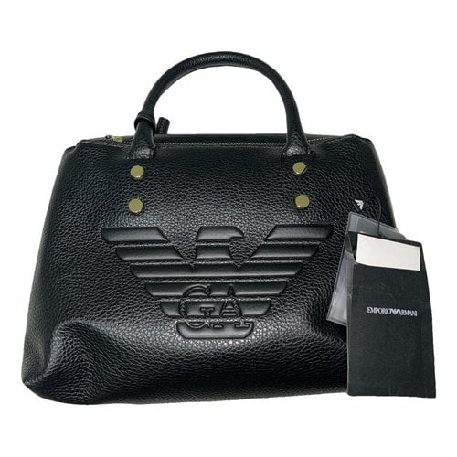 Pre-owned Armani Exchange Leather Handbag In Black