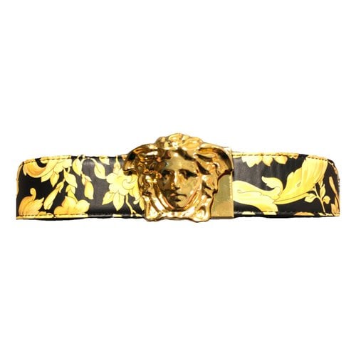 Pre-owned Versace Medusa Leather Belt In Yellow