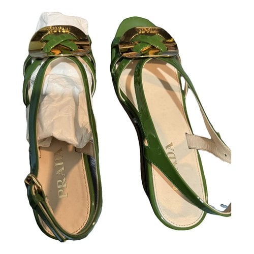 Pre-owned Prada Leather Sandal In Green