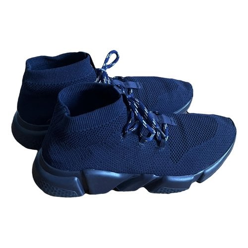 Pre-owned Balenciaga Speed High Trainers In Blue