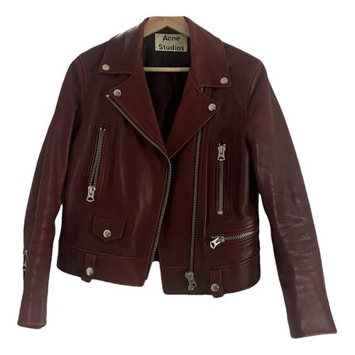 Pre-owned Acne Studios Leather Jacket In Burgundy