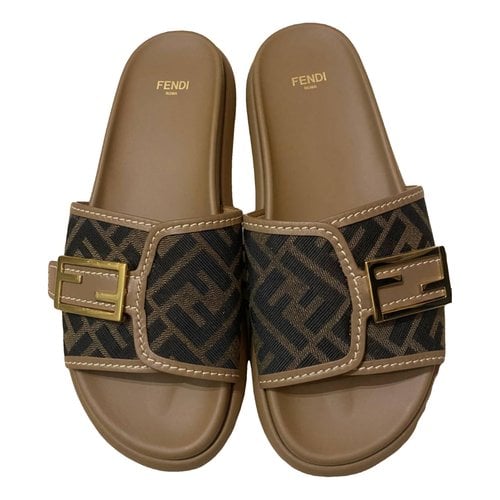 Pre-owned Fendi Leather Sandals In Brown