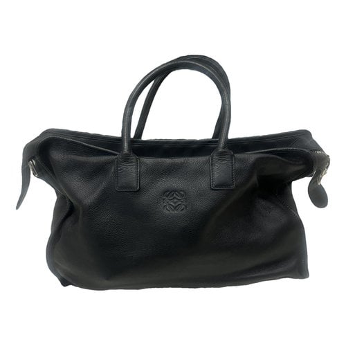 Pre-owned Loewe Leather Weekend Bag In Black
