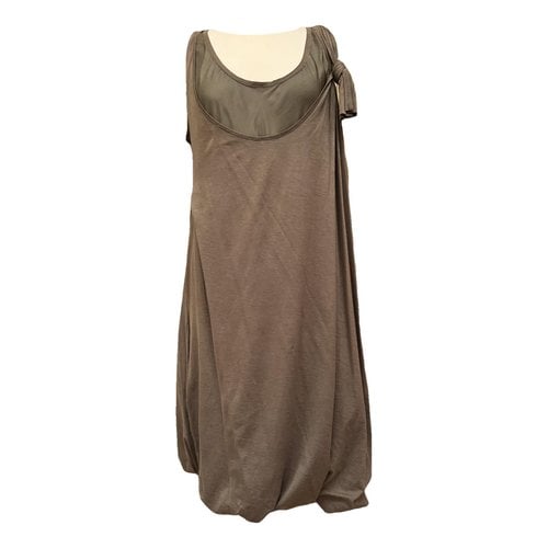 Pre-owned Chloé Silk Mid-length Dress In Khaki