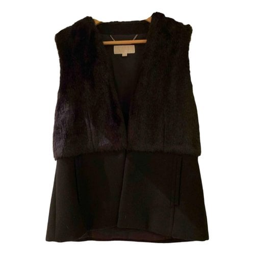 Pre-owned Michael Kors Faux Fur Short Vest In Black