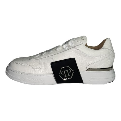 Pre-owned Philipp Plein Lo-top Leather Trainers In White
