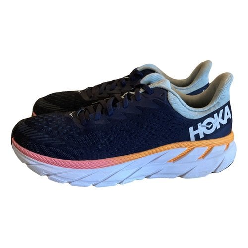 Pre-owned Hoka One One Cloth Trainers In Blue
