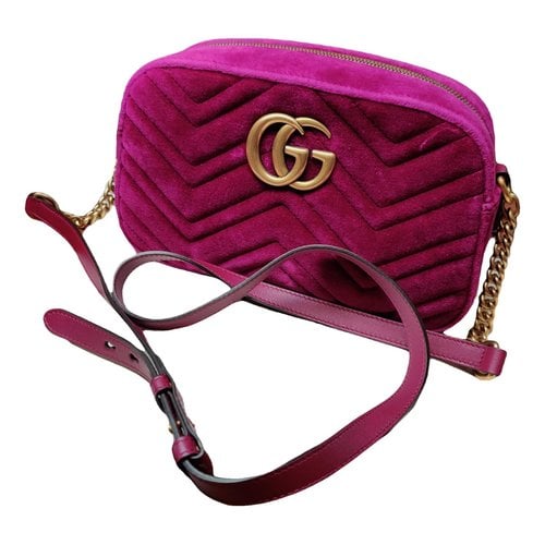 Pre-owned Gucci Gg Marmont Velvet Crossbody Bag In Purple