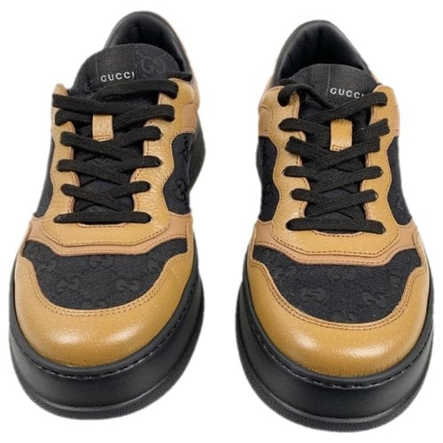 Pre-owned Gucci Leather Low Trainers In Yellow