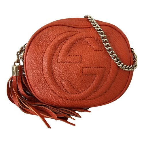 Pre-owned Gucci Soho Chain Leather Crossbody Bag In Orange