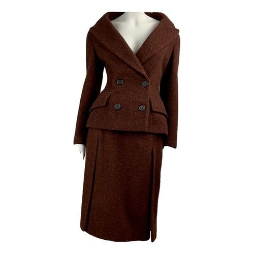Pre-owned Prada Wool Skirt Suit In Brown