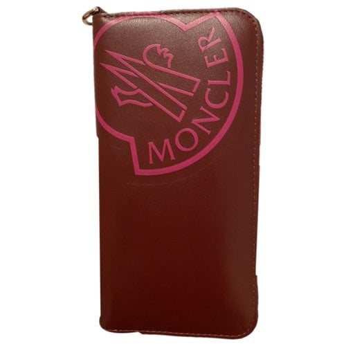 Pre-owned Moncler Leather Wallet In Burgundy