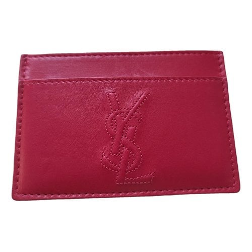 Pre-owned Saint Laurent Leather Card Wallet In Red