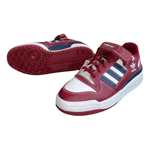 Pre-owned Adidas Originals Leather Low Trainers In Burgundy