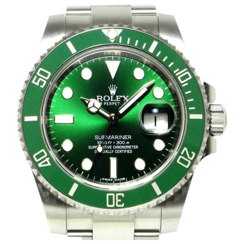 Pre-owned Rolex Submariner Watch In Green