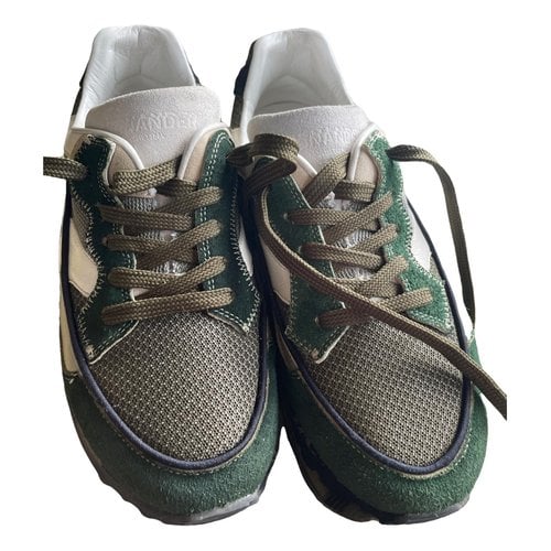 Pre-owned Hidnander Leather Trainers In Green