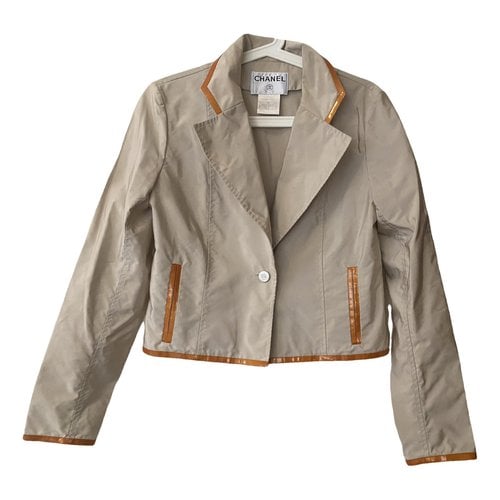 Pre-owned Chanel Trench Coat In Khaki