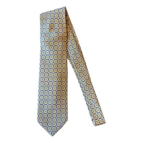 Pre-owned St Dupont Silk Tie In Yellow
