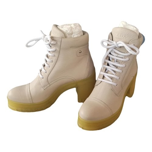 Pre-owned Prada Leather Boots In Beige
