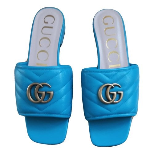 Pre-owned Gucci Leather Espadrilles In Blue