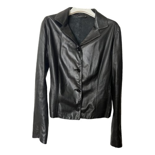 Pre-owned Dolce & Gabbana Leather Short Vest In Black