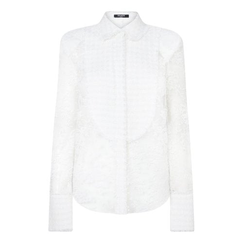 Pre-owned Balmain Lace Blouse In White