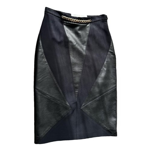 Pre-owned Elisabetta Franchi Leather Mid-length Skirt In Black
