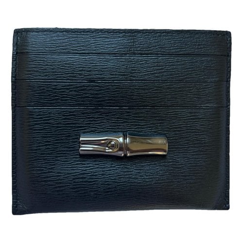 Pre-owned Longchamp Leather Card Wallet In Black